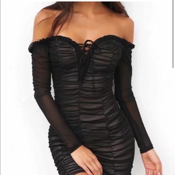 NWT Black Mesh Dress - Picture 1 of 5